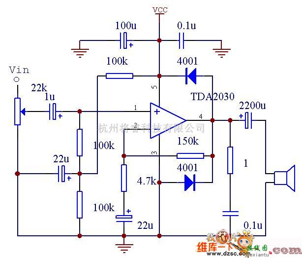 电子管功放中的TDA2030功放电路单电源接法电路图  第1张