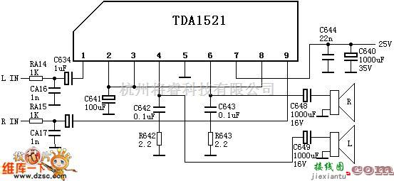 耳机放大中的tda1521应用电路图  第1张