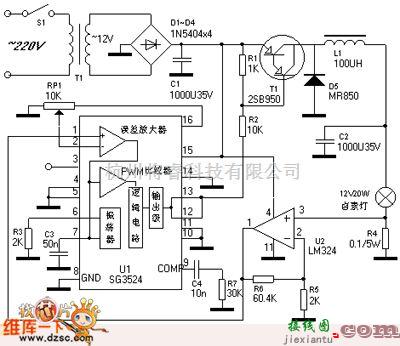 灯光控制中的采用pwm控制的卤素灯调光电路图  第1张