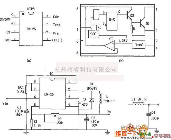 开关稳压电源中的DN-25集成电路的开关稳压电源电路图  第1张