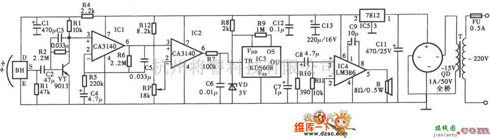 红外线热释遥控中的红外控制电子犬电路图  第1张