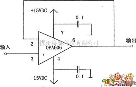 宽带放大器电路中的OPA606构成的12MHz宽带缓冲器电路图  第1张