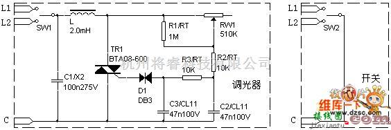 灯光控制中的可调光的双向控制走廊灯系统电路图  第1张