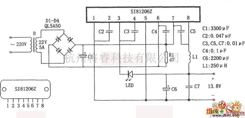 开关稳压电源中的13.8V开关稳压电源电路图  第1张