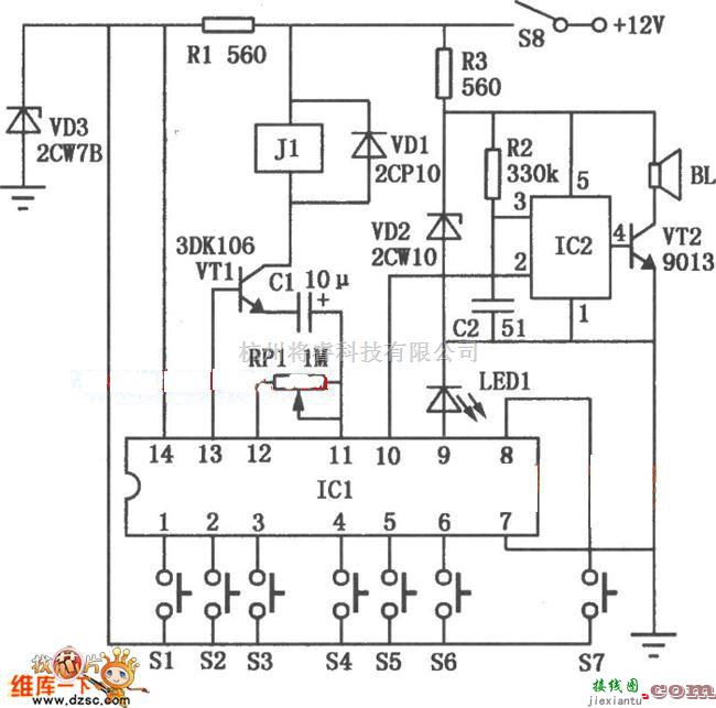 数字电路中的电子密码锁电路图  第1张