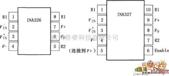 仪表放大器电路中的INA326／327精密Rail-Rail I／O仪表放大器电路图  第1张