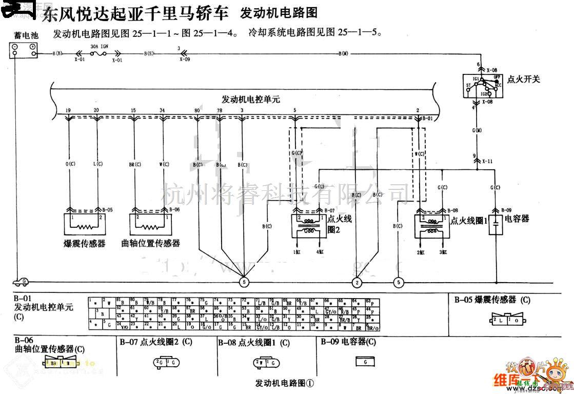 悦达起亚中的悦达起亚发动机电路图  第1张