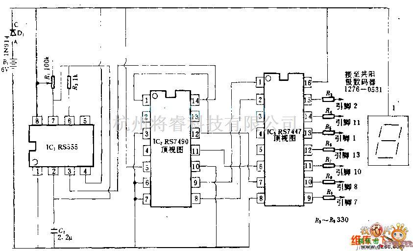 数字电路中的数字计数演示电路图  第1张