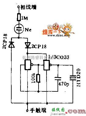 电工测试工具中的测量市电测电笔电路图  第1张