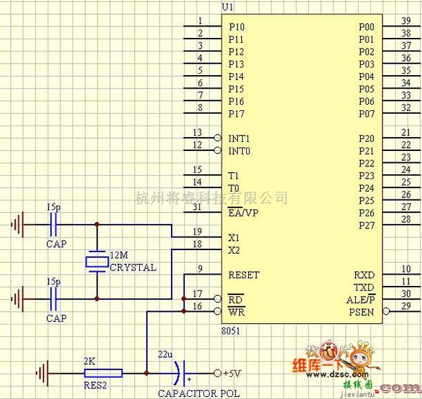 传感器单片系统应用方案中的8051单片机的基本工作电路图  第1张