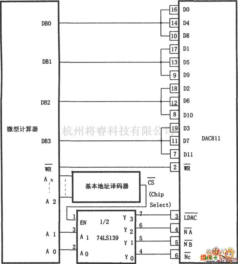 接口电路中的DAC811和4位微机的接口图电路图  第1张