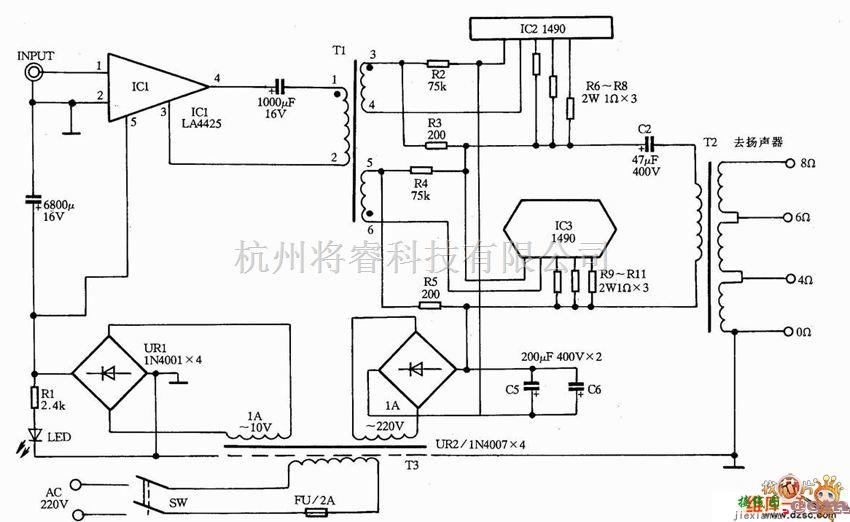 视频放大电路中的威科达VPA-100放大器电路图  第1张