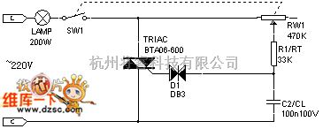 灯光控制中的用于230v白炽灯的可控硅无极调光器电路图  第1张