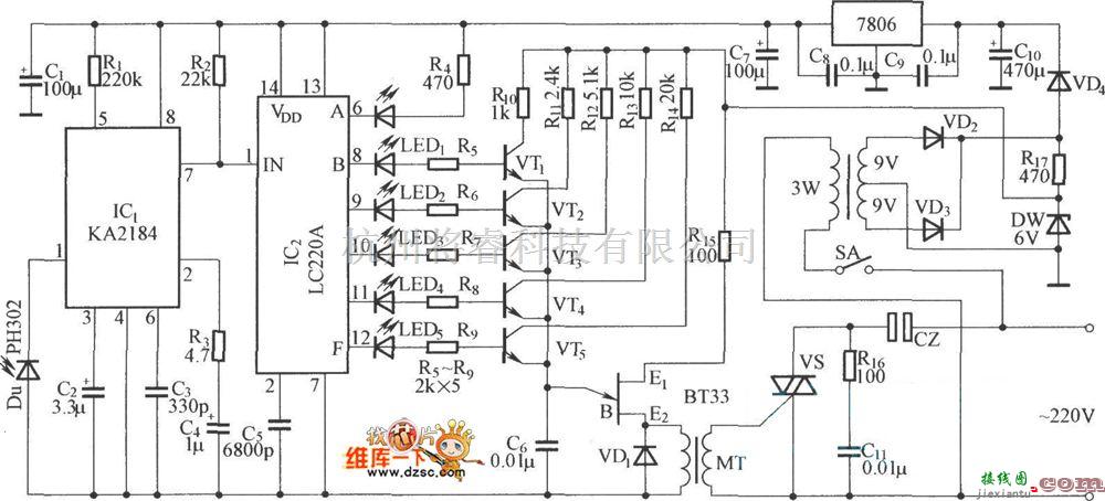 红外线热释遥控中的红外遥控调压电路图  第1张