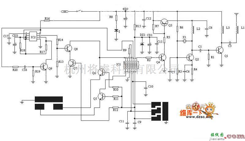 遥控电路（综合)中的遥控直升机发射电路图  第1张