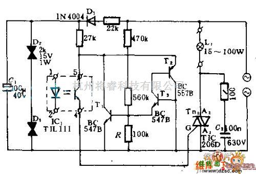 继电器控制中的光电控制电路图  第1张