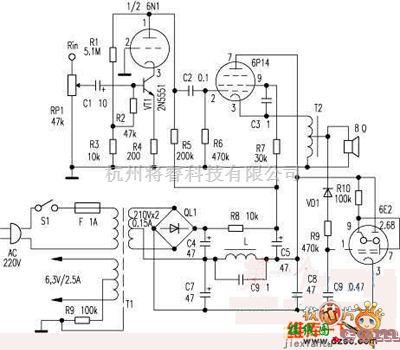 电子管功放中的阴极输出电子管功放电路图  第1张