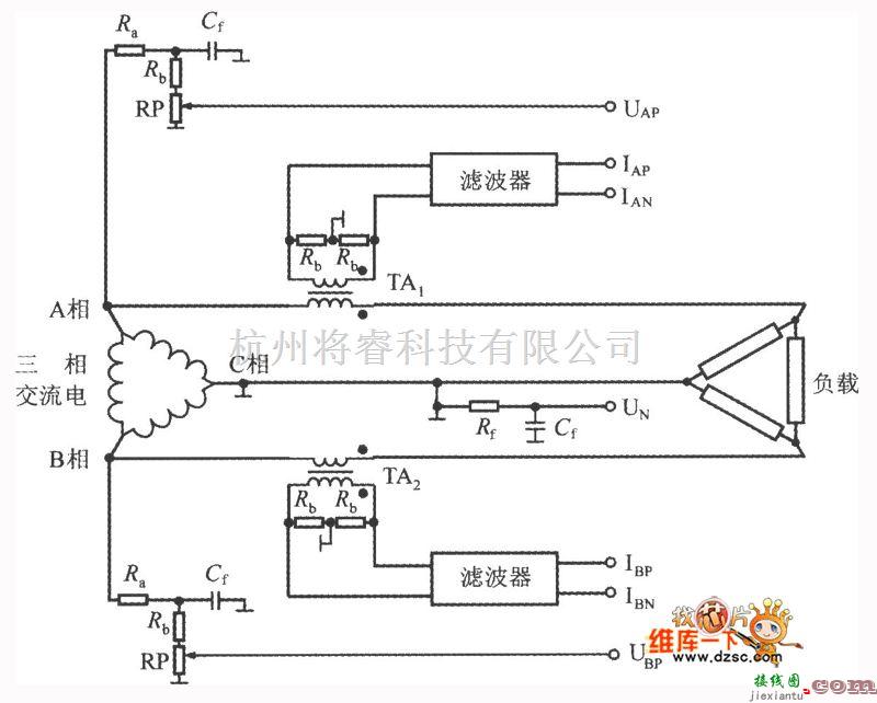 传感器单片系统应用方案中的采用三相三线制三角形接法的ADE7752(三相电能计量系统)电路图  第1张