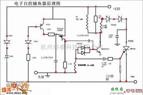 养殖中的电子自控捕鱼器原理电路图  第1张