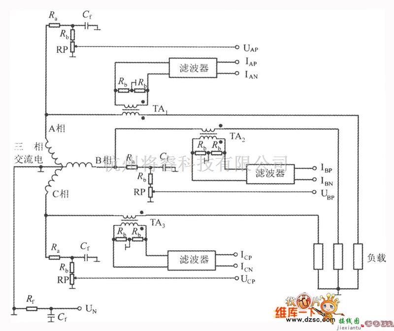 传感器单片系统应用方案中的采用三相四线制星形接法的ADE7752(三相电能计量系统)电路  第1张