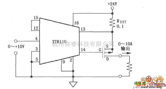 电流环放大中的XTR110电压-电流变换器电路图  第1张