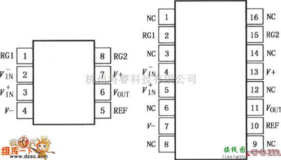 仪表放大器电路中的INA217低噪声低失真度仪表放大器引脚电路图  第1张