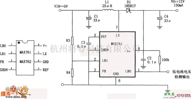 稳压电源中的+5V-+12V升压电源电路图  第1张