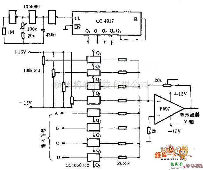 显示器电源中的单线示波器之显示装置电路图  第1张