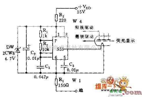 光电电路中的555经济型荧光显示灯丝电压源电路图  第1张