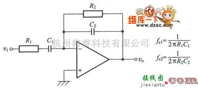 滤波器中的运放器构成的带通滤波器电路图  第1张