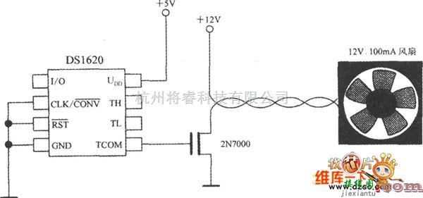 温控电路中的带三线串行接口智能温度传感器DS1620构成的恒温控制电路图  第1张