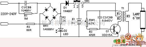 灯光控制中的6w可移动式小型应急灯电路图  第1张