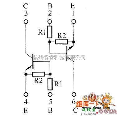 光敏二极管、三极管电路中的晶体三极管EMH1、UMH1N内部电路图  第1张