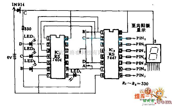 液晶显示/数显表中的2—10进制译码电路图  第1张