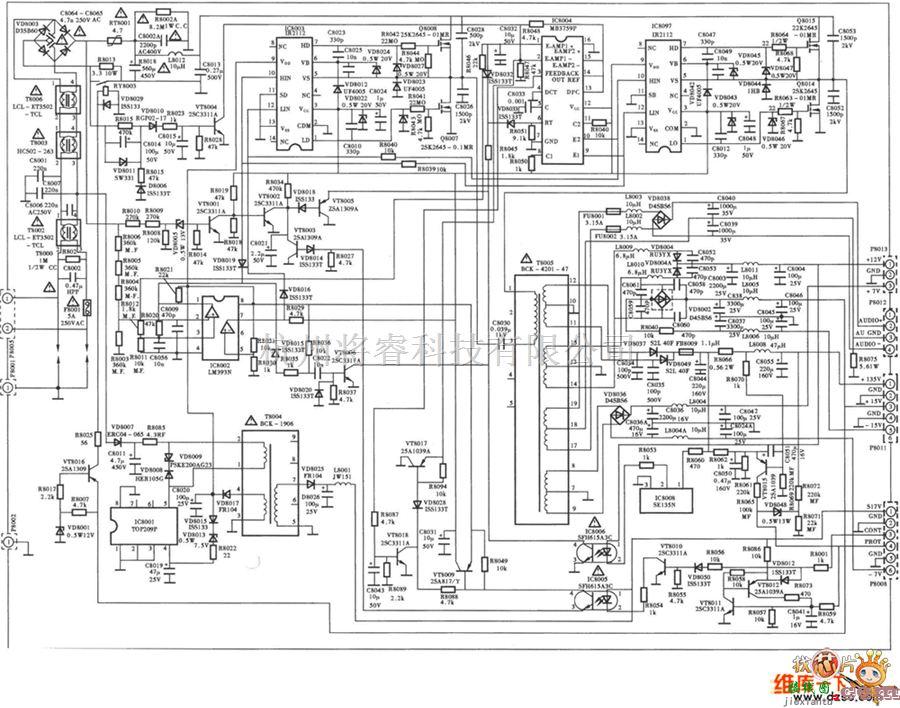 显示器电源中的TCL王牌RPT4302型背投彩电电源电路图  第1张