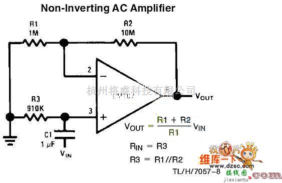 运算放大电路中的同相交流放大器电路图  第1张
