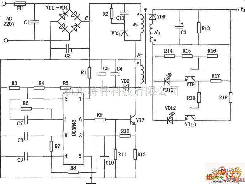充电电路中的电动自行车蓄电池充电器( UC3842 )电路图  第1张