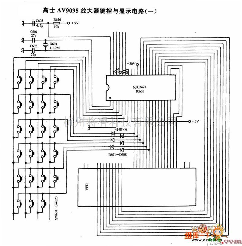 光电显示电路中的高士AV9095放大器键控与显示电路（一）  第1张