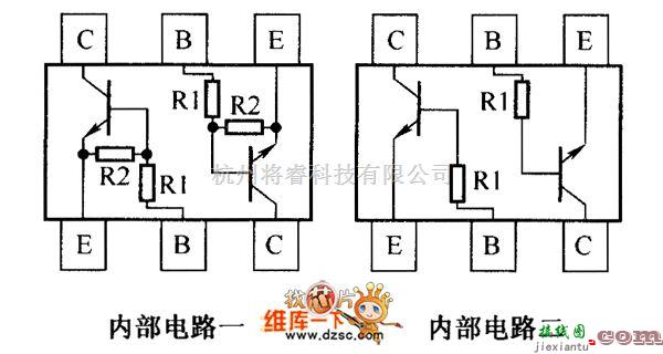 光敏二极管、三极管电路中的晶体三极管DDC114TH、DDC114TH-7、DDC114YH、DDC114YH-7内部电路图  第1张