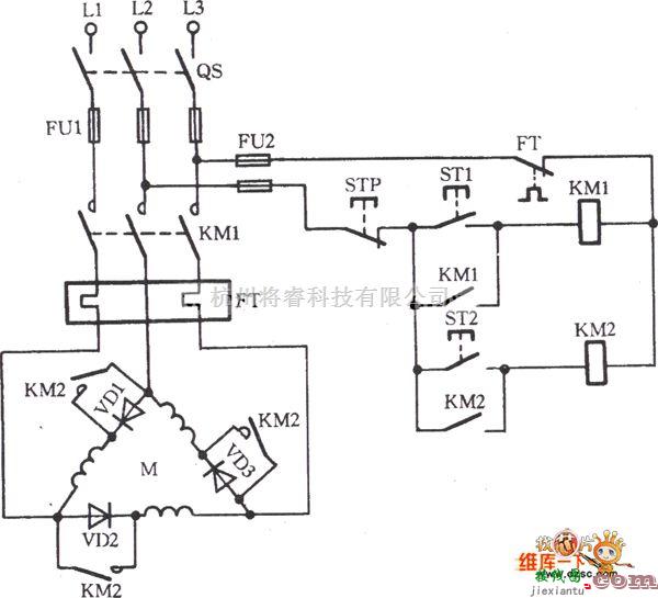 电动机中的三相电动机接低速运行电路图  第1张