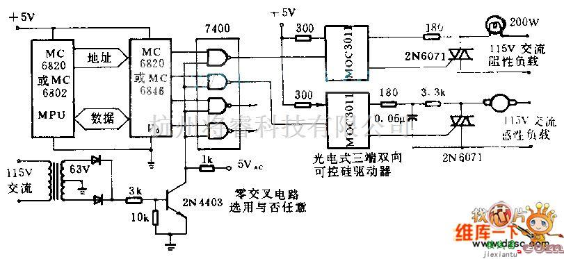 光电传输电路中的控制交流负载的接口电路图  第1张