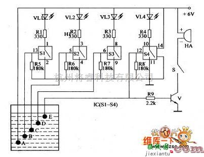 专用测量/显示电路中的水位指示器电路图 二  第1张