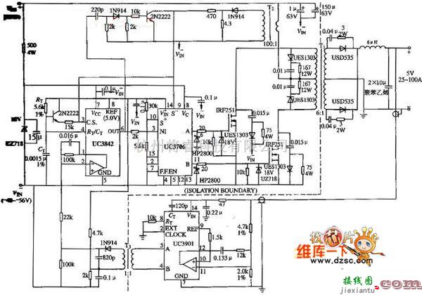 电源电路中的500W推挽式DCDC变换器电路图  第1张