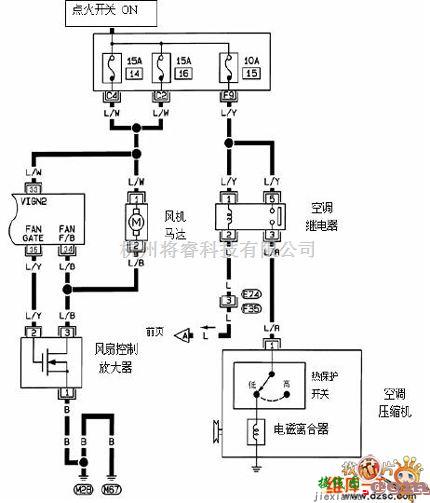 东风中的东风日产阳光空调系统电路图  第4张