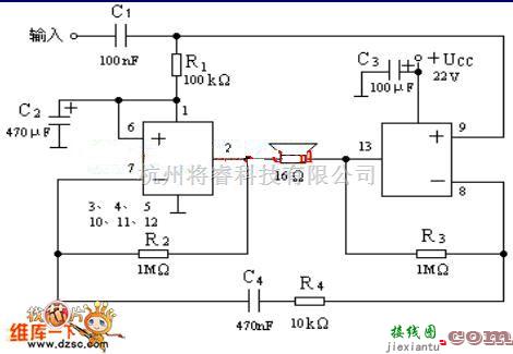 仪表放大器电路中的简单反相立体声放大器电路图  第1张