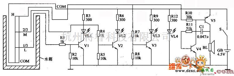 专用测量/显示电路中的水位指示器电路图 三  第1张