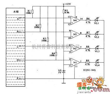 专用测量/显示电路中的水位指示器电路图 一  第1张