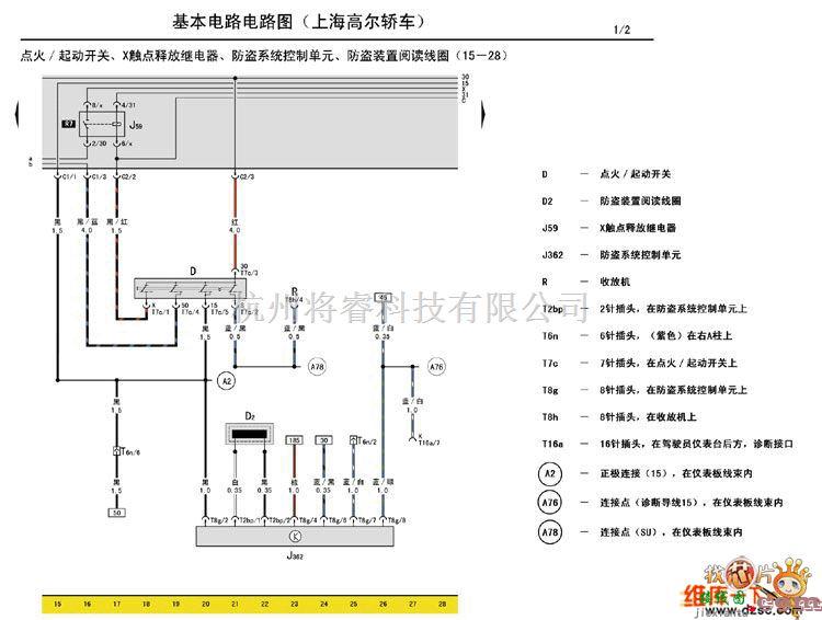 大众（上汽）中的上海高尔轿车电路图  第2张