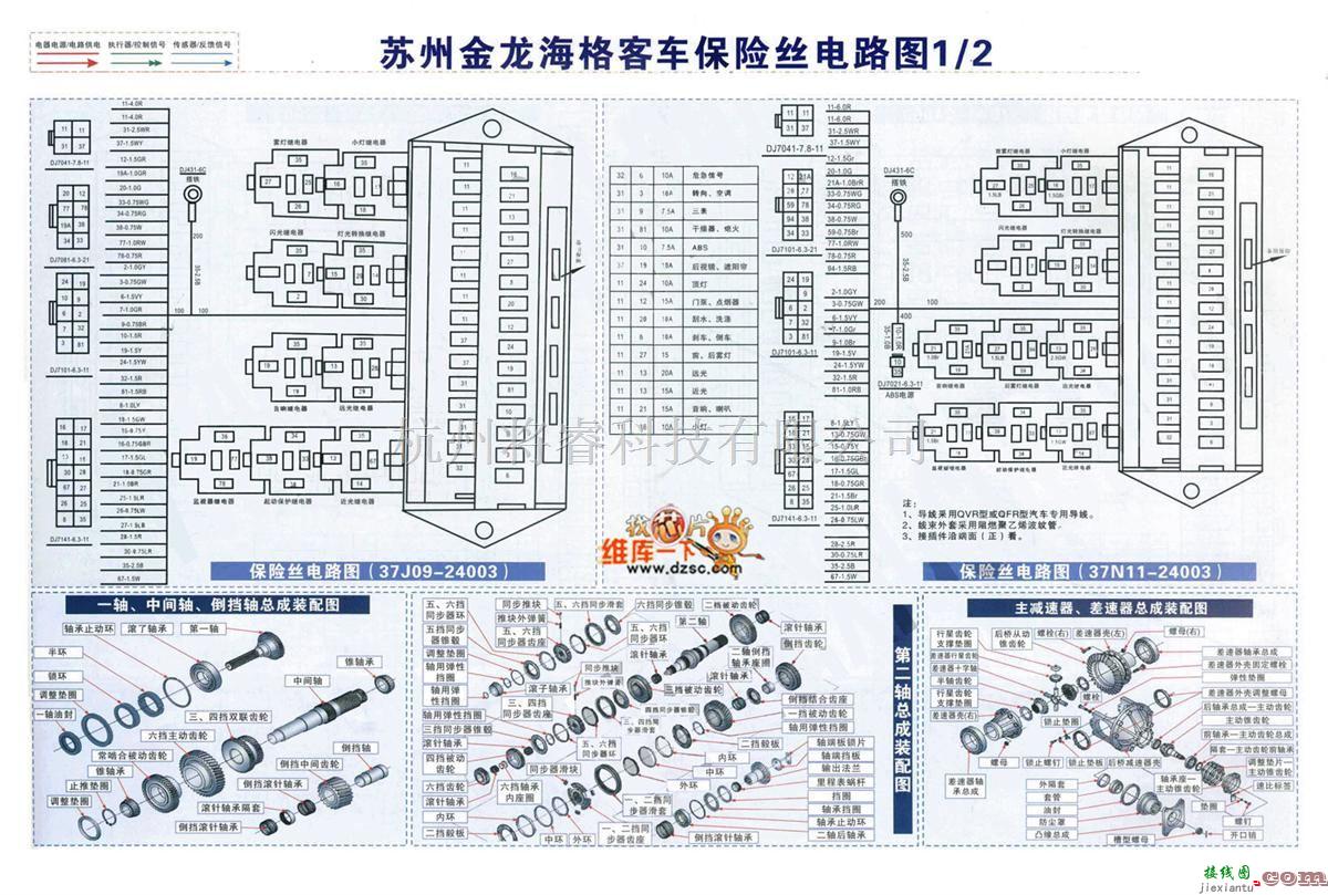 苏州金龙中的苏州金龙海格客车保险丝电路图  第1张