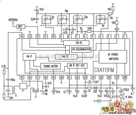 音频电路中的CXA1191M收音电路图  第1张